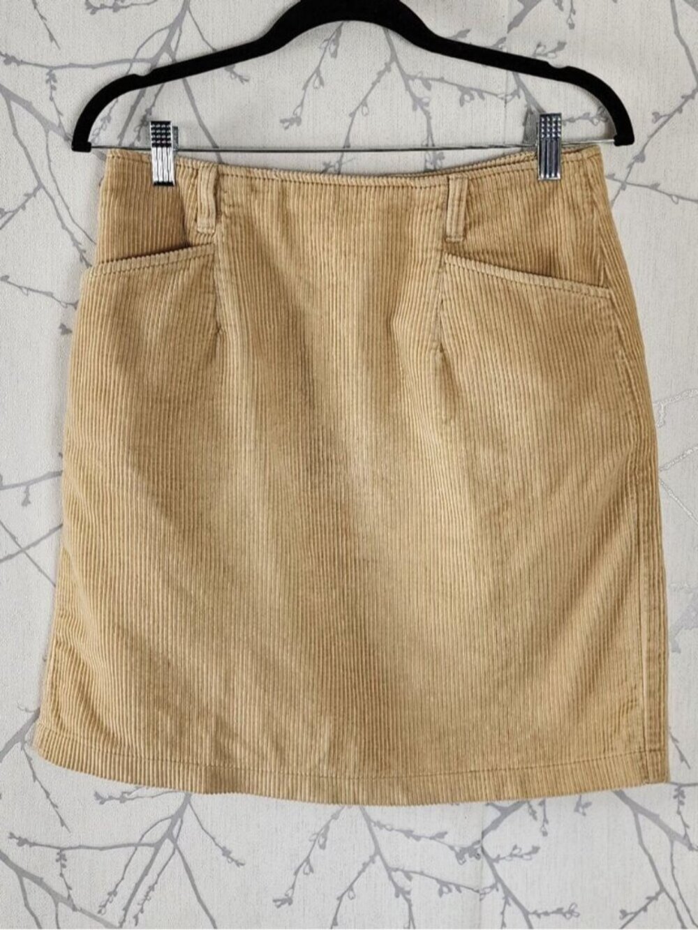 Eddie Bauer Yellow Wide Tooth Corduroy Mini Pencil Skirt